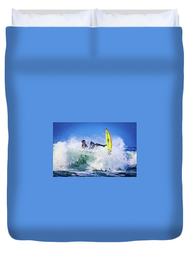 Surfing Duvet Cover featuring the photograph Bail out by Dr Janine Williams