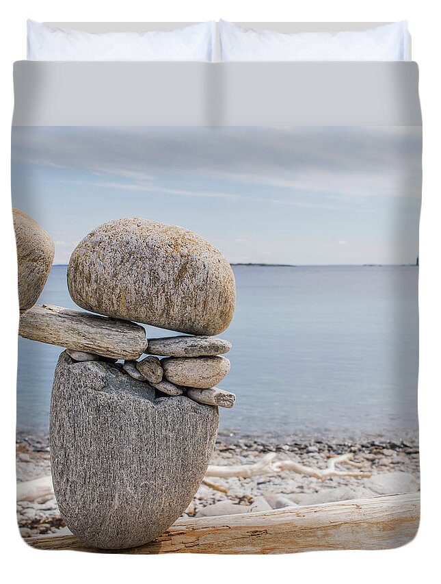 Rocks Duvet Cover featuring the photograph Balanced by Holly Ross