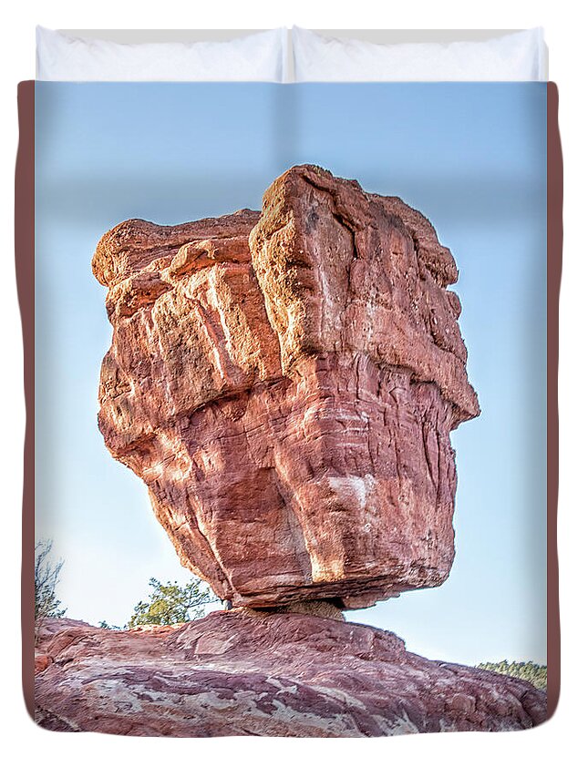 Balanced Rock Duvet Cover featuring the photograph Balanced Rock in Garden of the Gods, Colorado Springs by Peter Ciro