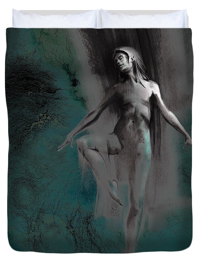 Balanced - Textured Too Duvet Cover featuring the drawing Balanced - textured too by Paul Davenport
