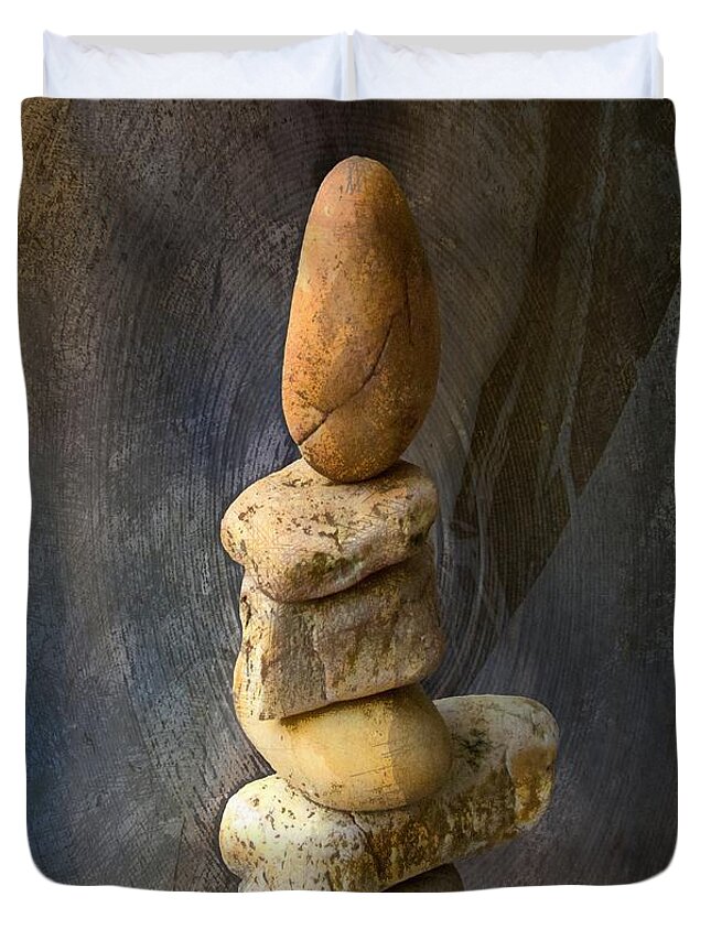 Stones Duvet Cover featuring the photograph Balancing stones 2 by John Stuart Webbstock