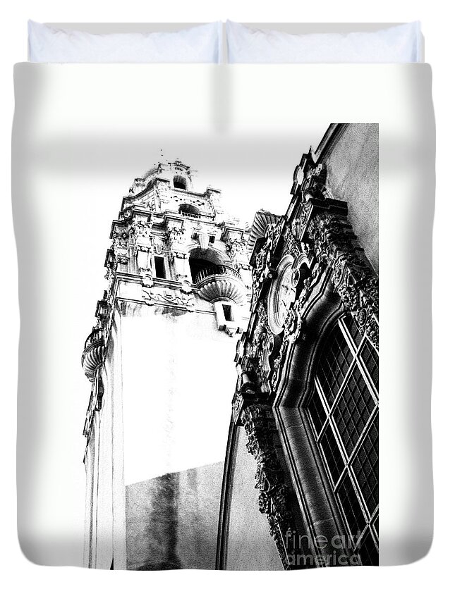 Building Duvet Cover featuring the photograph Balboa - bw by Linda Shafer