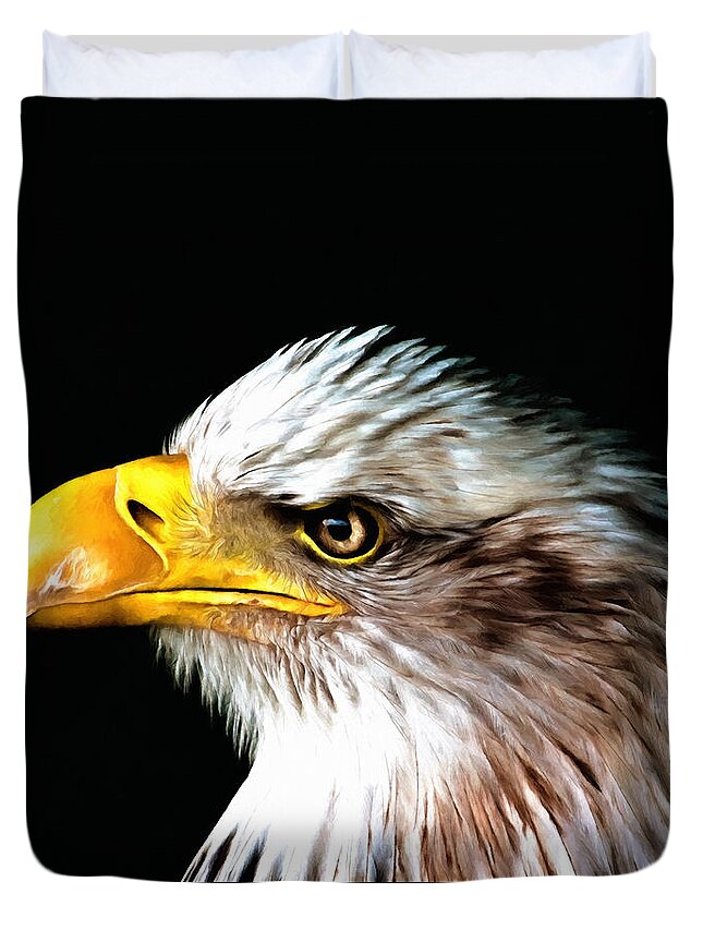 Bald Eagle Portrait Duvet Cover featuring the photograph Bald Eagle Portrait by Georgiana Romanovna