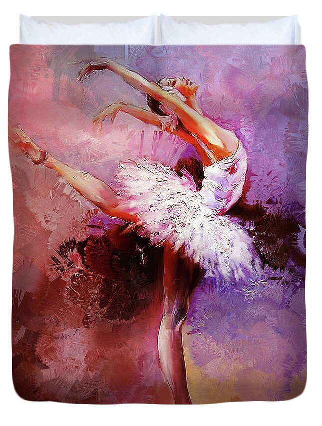 Swan Lake Duvet Cover featuring the painting Ballerina 08821 by Gull G
