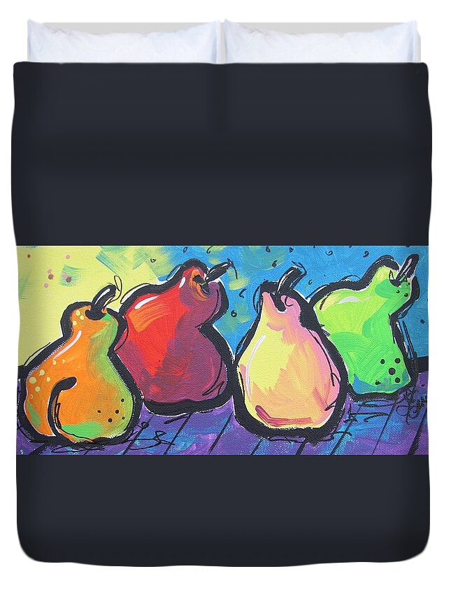 Pear Duvet Cover featuring the painting Ballerinas by Terri Einer