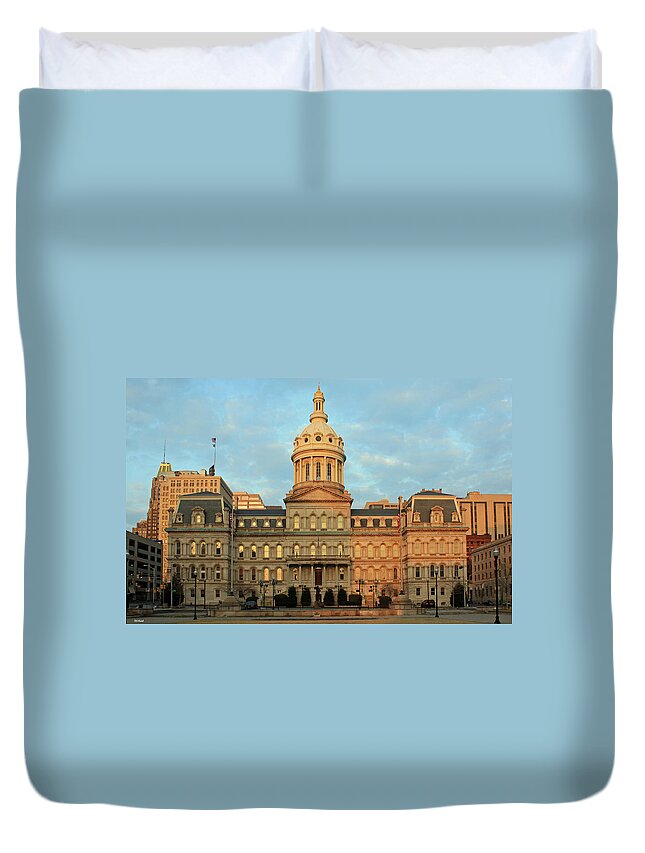Baltimore Duvet Cover featuring the photograph Baltimore City Hall by Ronald Reid