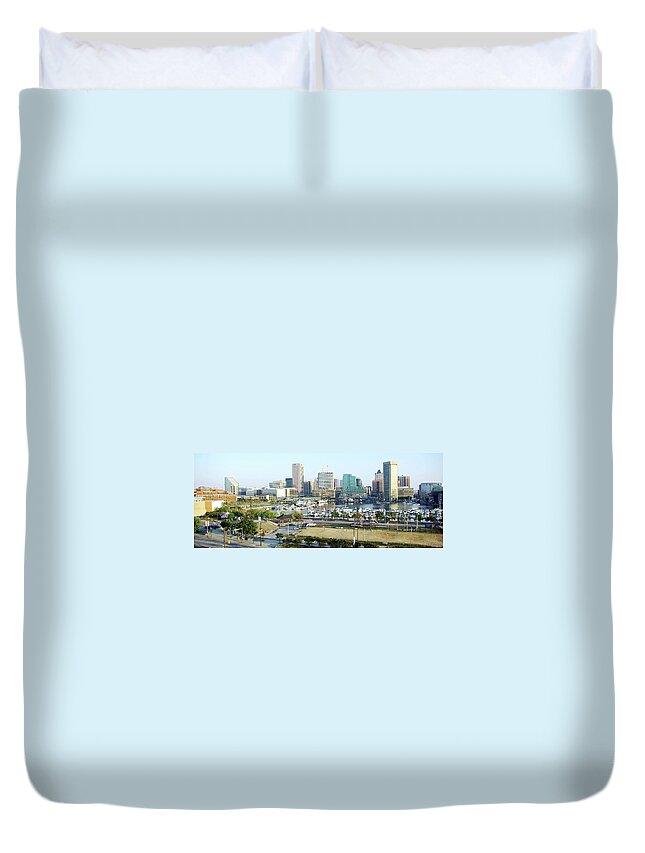 2d Duvet Cover featuring the photograph Baltimore's Inner Harbor by Brian Wallace