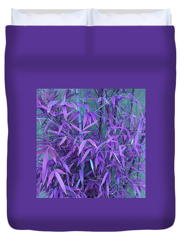 Bamboo Duvet Cover featuring the photograph Bamboo Leaves In Violet Blush by Rowena Tutty