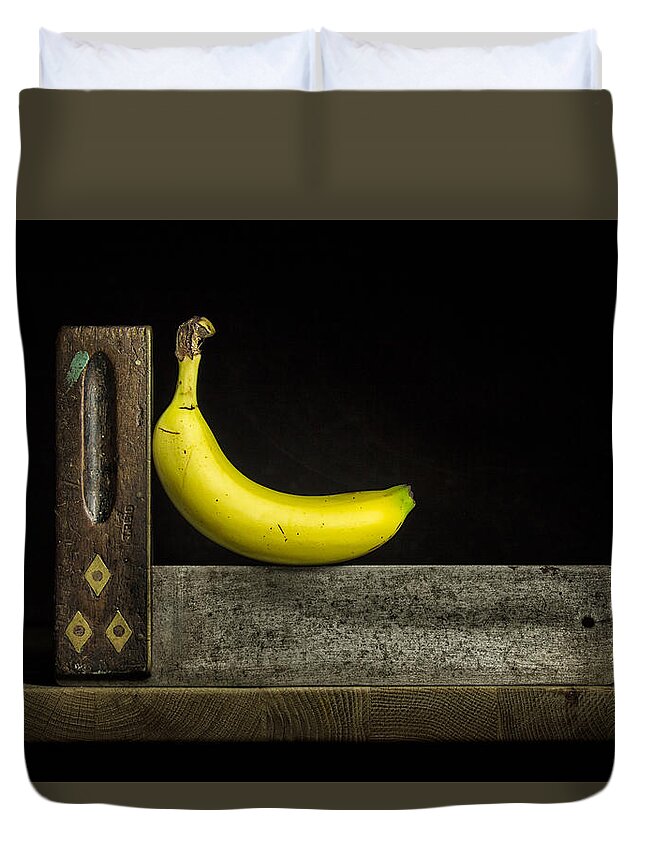 Banana Duvet Cover featuring the photograph Bananas ain't square by Nigel R Bell