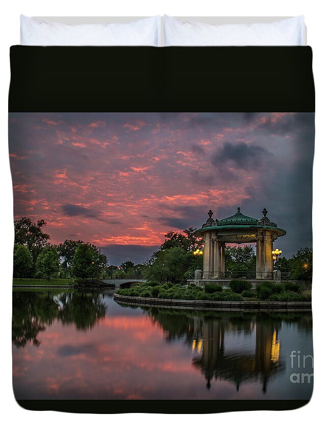 Forest Park Duvet Cover featuring the photograph Bandstand in front of the Muny by Garry McMichael