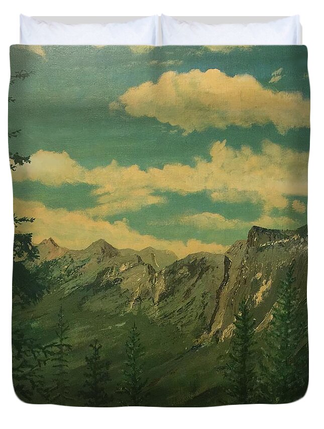 Banff Duvet Cover featuring the painting Banff by Terry Frederick