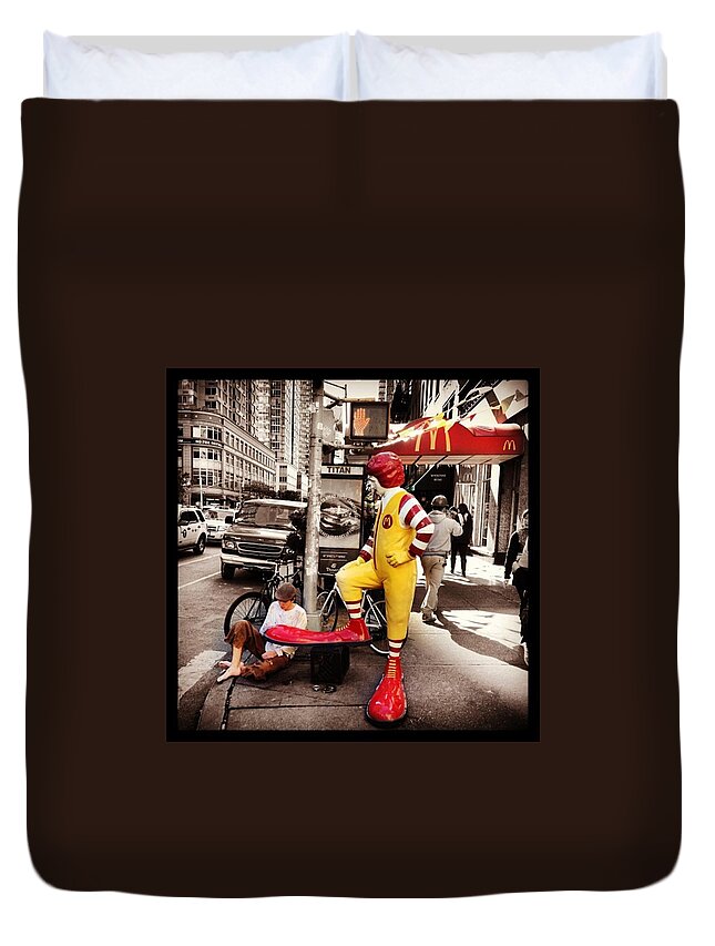 Banksy Duvet Cover featuring the photograph #banksy #betteroutthanin by Allan Piper