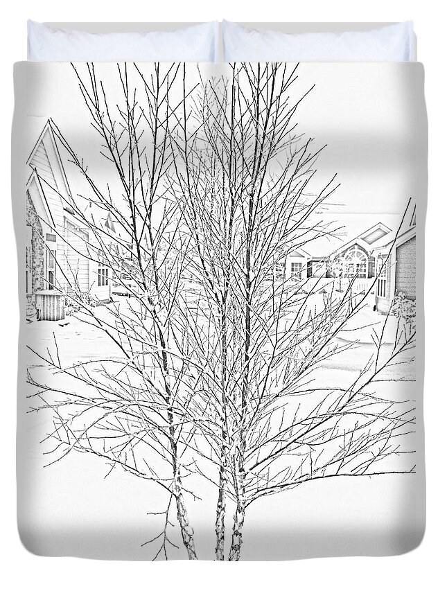 Bare Duvet Cover featuring the photograph Bare Naked Tree by Roberta Byram