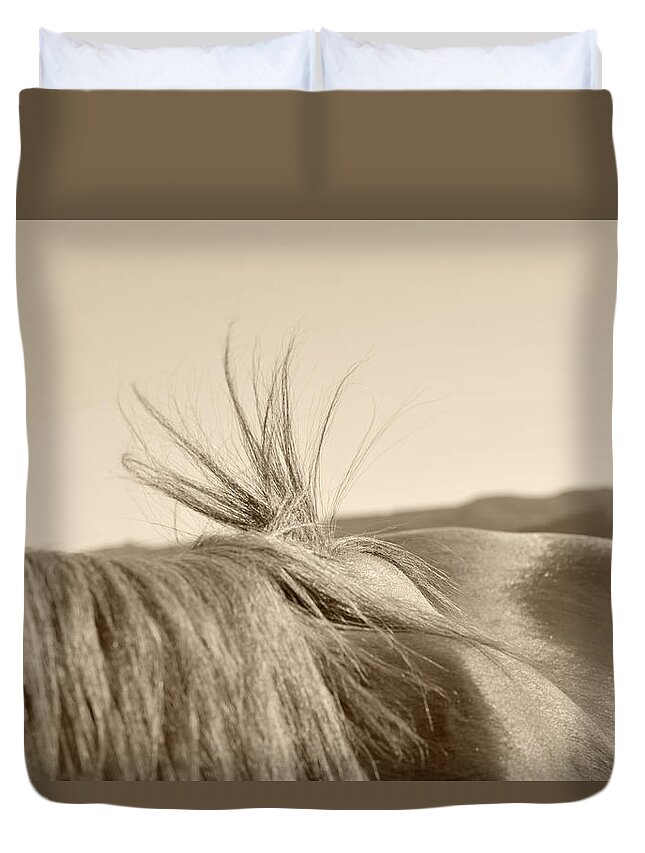 Horse Duvet Cover featuring the photograph Bareback Hold by Amanda Smith