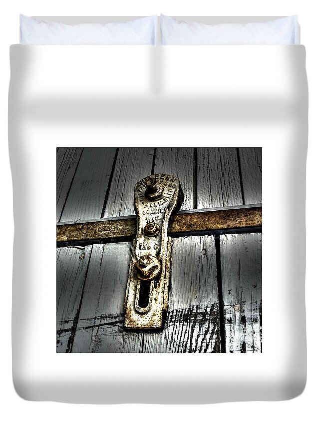 Barn Duvet Cover featuring the photograph Barn Door Pulley by William Norton