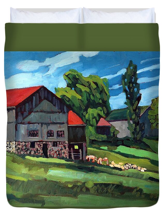 814 Duvet Cover featuring the painting Barn Roofs by Phil Chadwick