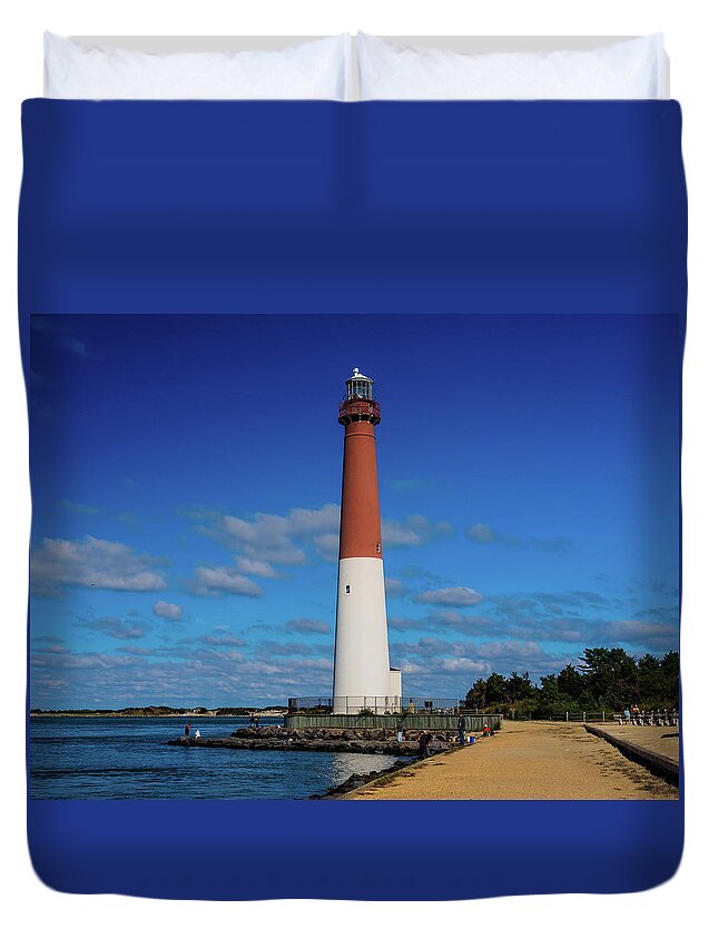 Barnegat Duvet Cover featuring the photograph Barnegat Lighthouse by Louis Dallara