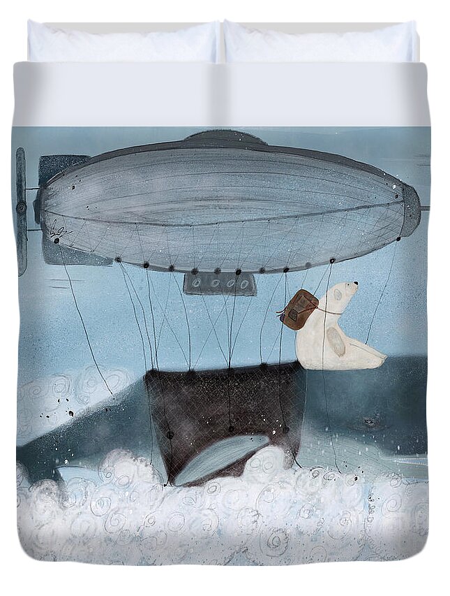 Whales Duvet Cover featuring the painting Barney And The Whale by Bri Buckley