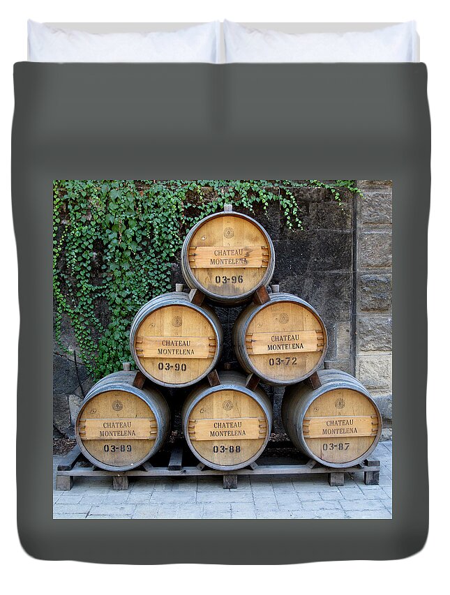 Barrel Duvet Cover featuring the photograph Barrel Stack by Jean Macaluso