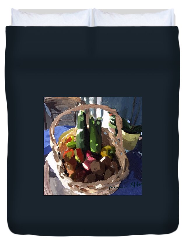 Melissaabbottdesigns Duvet Cover featuring the photograph Basket Of Vegetables by Melissa Abbott