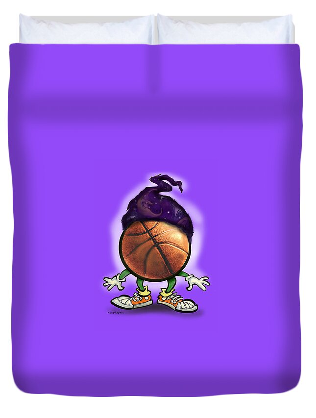 Basketball Duvet Cover featuring the greeting card Basketball Wizard by Kevin Middleton