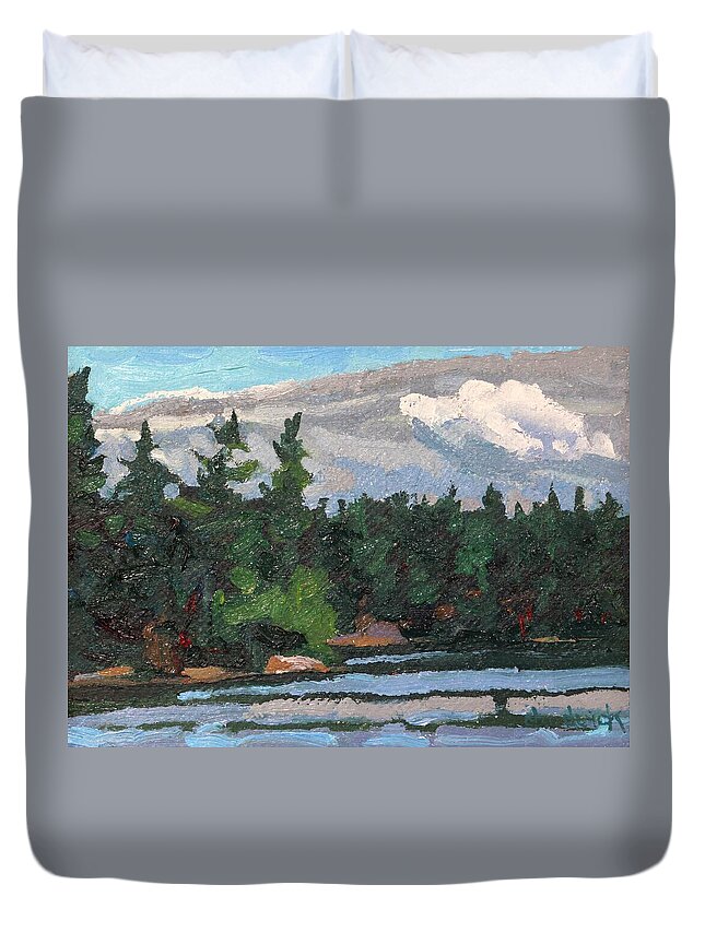 1990 Duvet Cover featuring the painting Bass Lake Afternoon by Phil Chadwick
