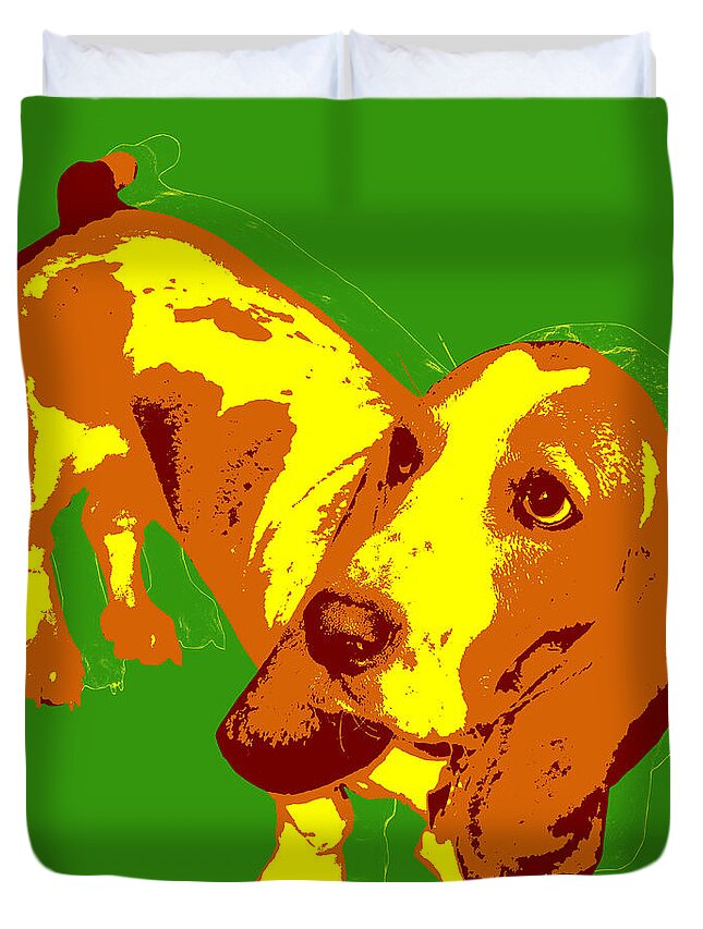 Basset Hound Duvet Cover featuring the digital art Basset Hound Pop Art by Jean luc Comperat