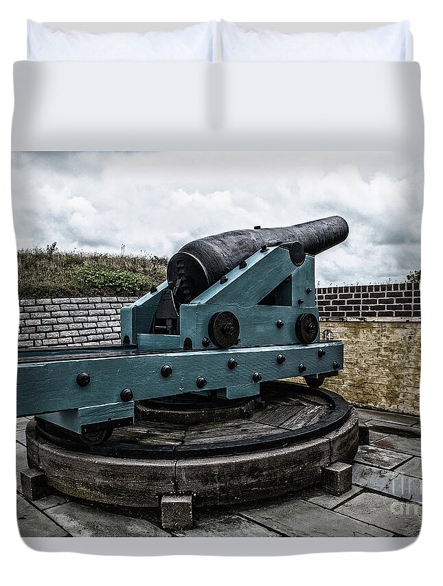 Cannon Duvet Cover featuring the photograph Bastion Gun by Dale Powell