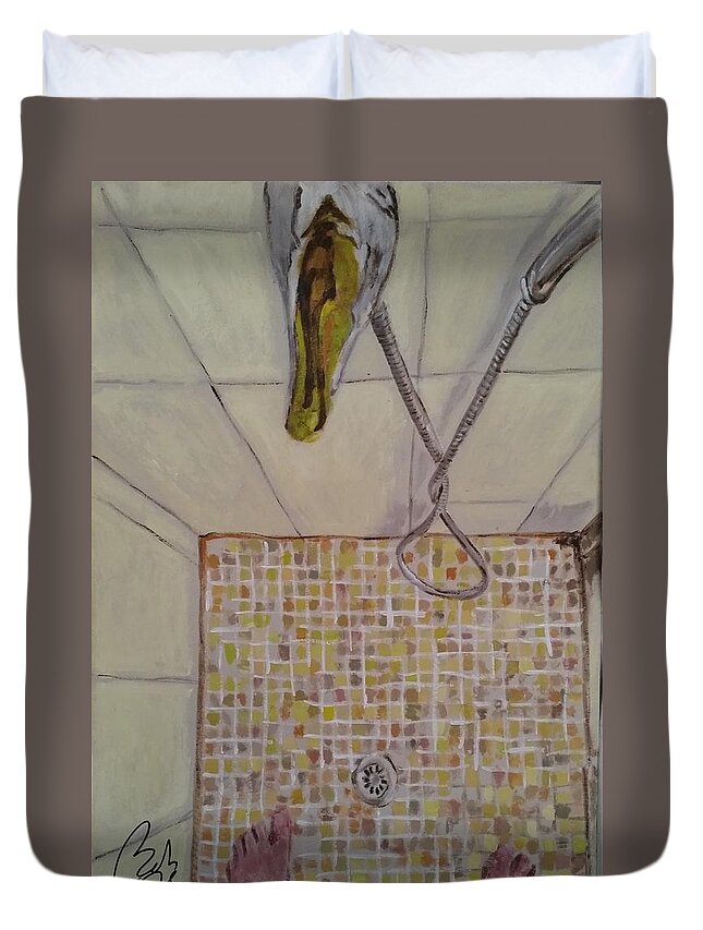 Personal Duvet Cover featuring the painting Bathroom II by Bachmors Artist