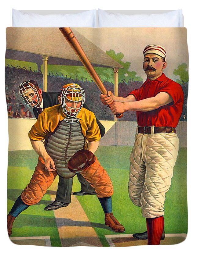 Batter-up 1895 Duvet Cover featuring the photograph Batter Up 1895 by Padre Art