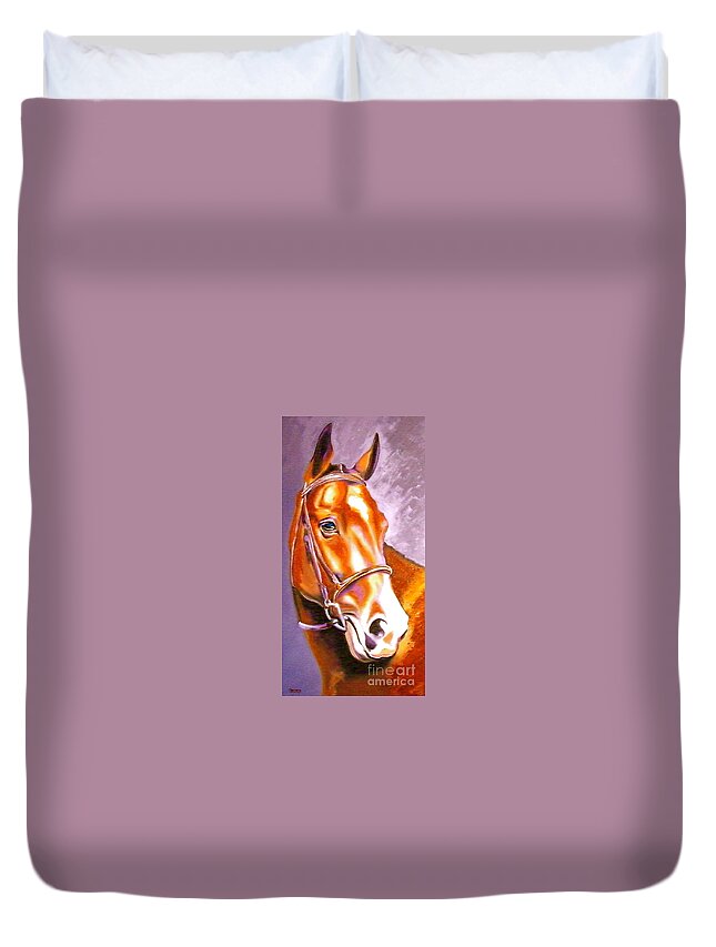 Horse Duvet Cover featuring the painting Oldenburg Sport Horse Champion by Susan A Becker