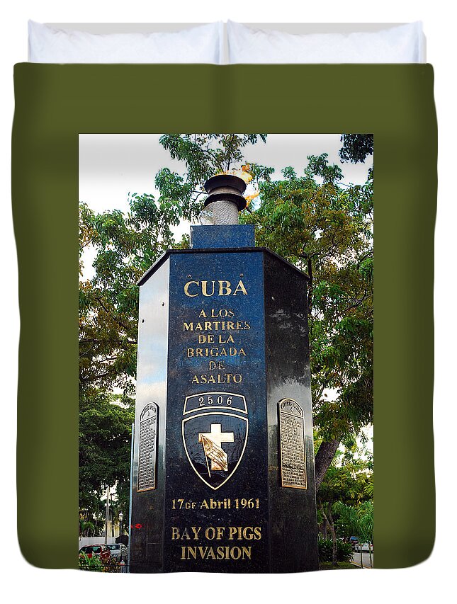 Miami Duvet Cover featuring the photograph Bay of Pigs Invasion Memorial by James Kirkikis