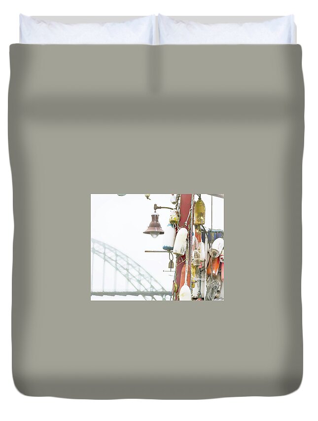 Bayfront Duvet Cover featuring the photograph Bayfront Bouys by Catherine Avilez