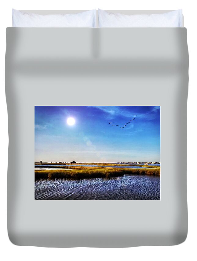 Water Duvet Cover featuring the photograph Bayside by Chris Montcalmo