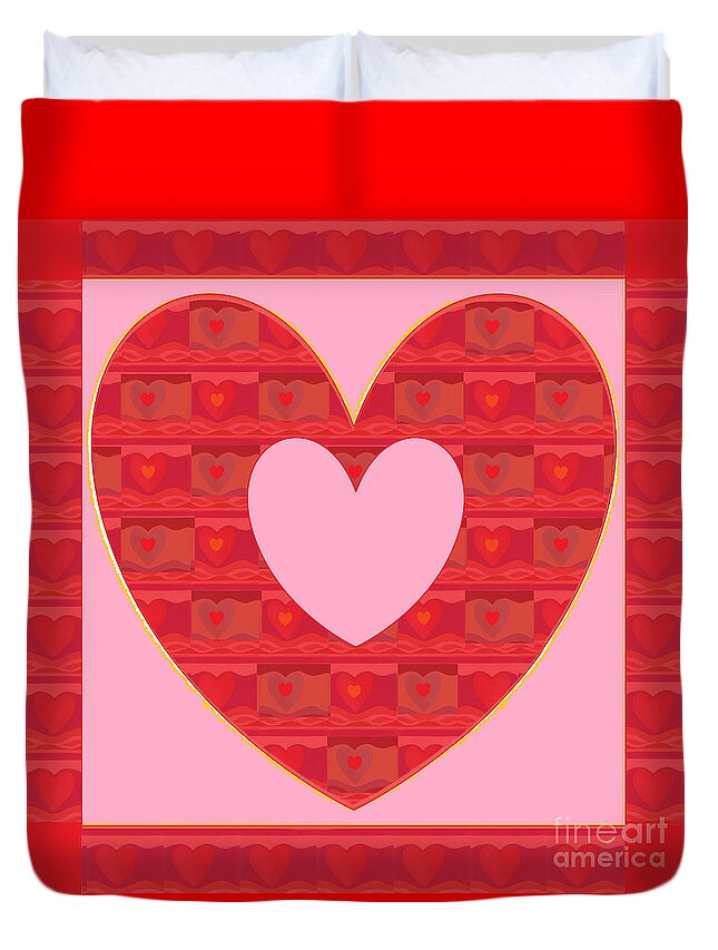 Valentine Duvet Cover featuring the mixed media Be Mine by Helena Tiainen
