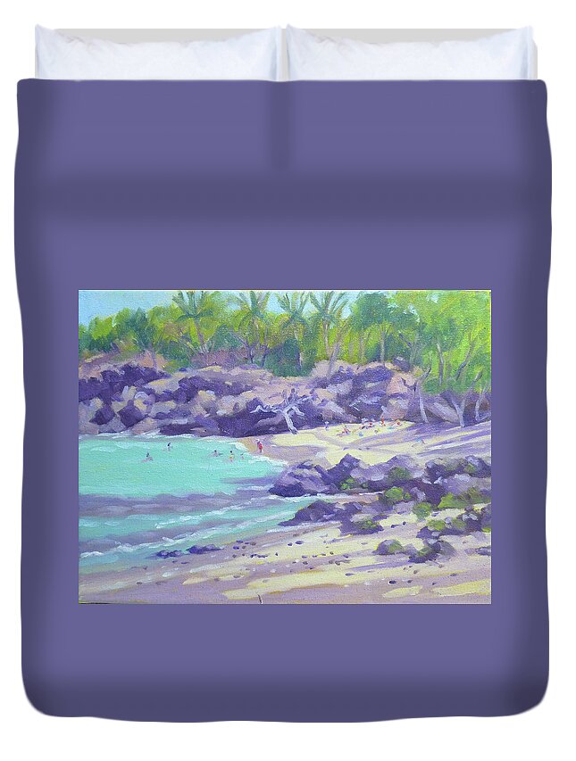 Plein Air Duvet Cover featuring the painting Beach 69 Figures by Stan Chraminski