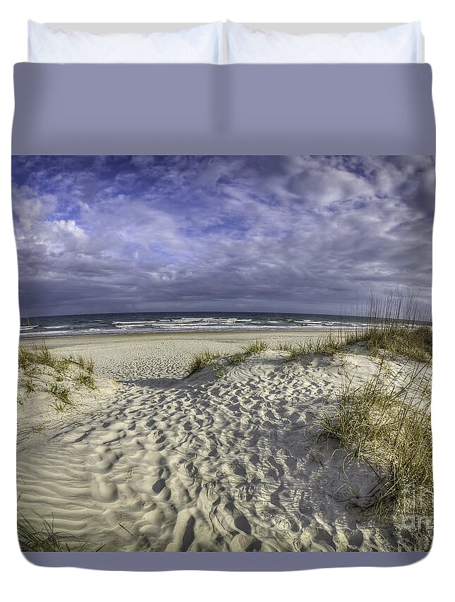 Huntington Beach State Park Duvet Cover featuring the photograph Beach Access from Atalaya Castle by David Smith