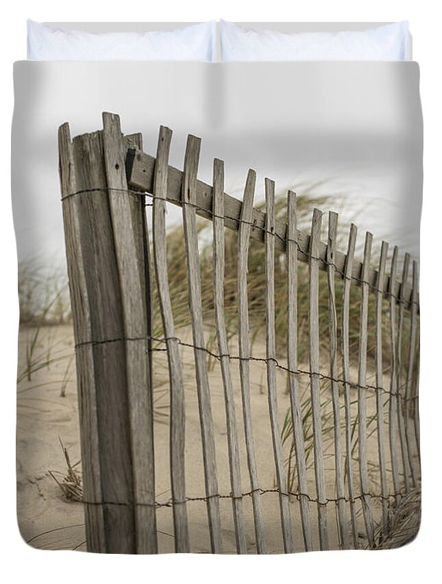 Barrier Duvet Cover featuring the photograph Beach Fence by Juli Scalzi