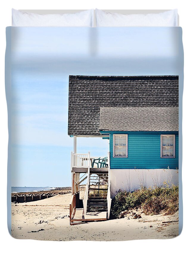 Abandoned Duvet Cover featuring the photograph Beach House by Stephanie Frey