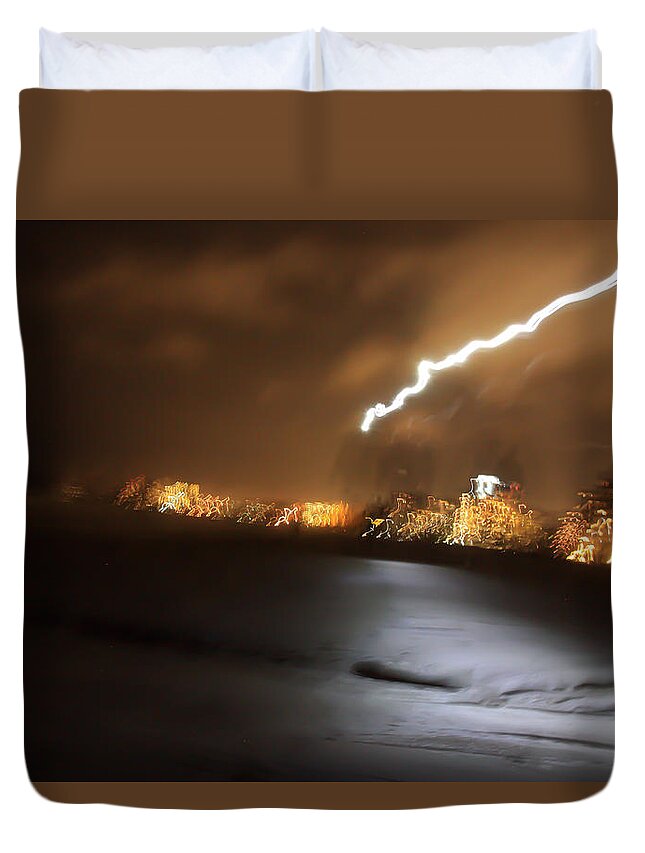 Abstract Duvet Cover featuring the photograph Beach Night 4 by David Ralph Johnson