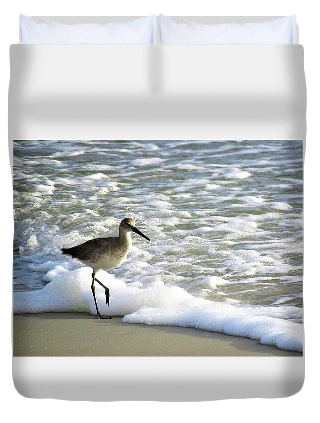 Kathy Long Duvet Cover featuring the photograph Beach Sandpiper by Kathy Long