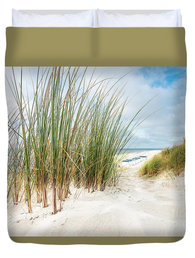 De Koog Duvet Cover featuring the photograph Beach Scenery by Hannes Cmarits