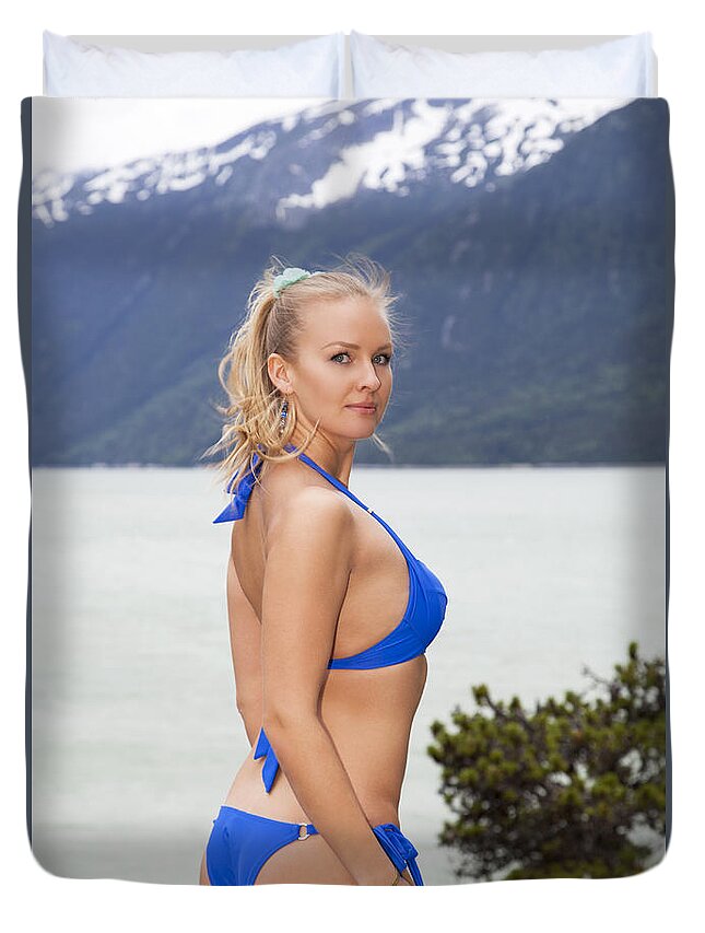 Girl Duvet Cover featuring the photograph Beach Season In Alaska by Ramunas Bruzas
