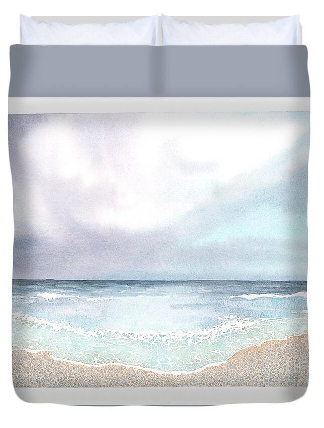 Florida Duvet Cover featuring the painting Beach Storm by Hilda Wagner