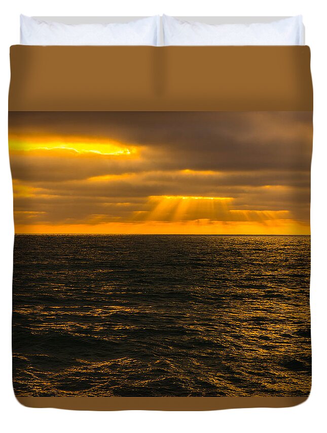 Sunset Duvet Cover featuring the photograph Beach Sunset Delmar/Torrey pines San Diego California img 2 by Bruce Pritchett