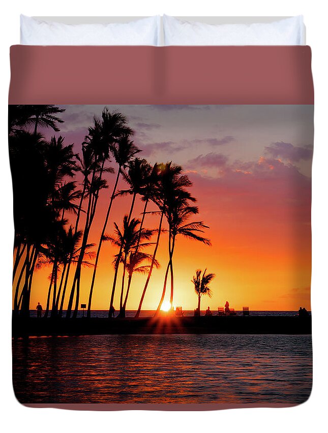Sunset Duvet Cover featuring the photograph Beach Sunset by Mark Dahmke