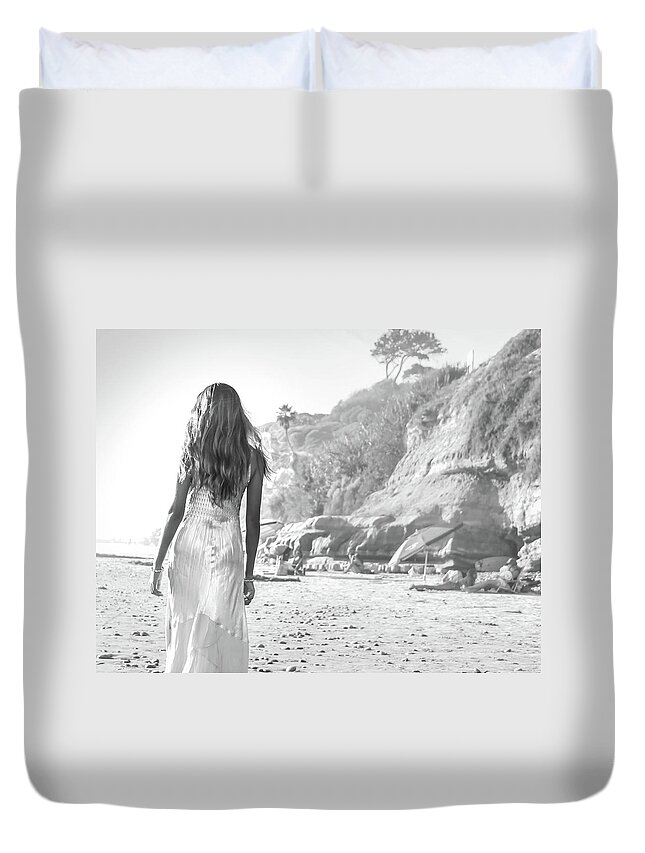 Beach Duvet Cover featuring the photograph Beach Walk by Alison Frank