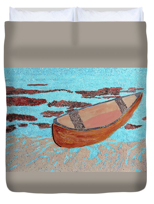 Beach Duvet Cover featuring the painting Beached at Washington Oaks Park by Deborah Boyd