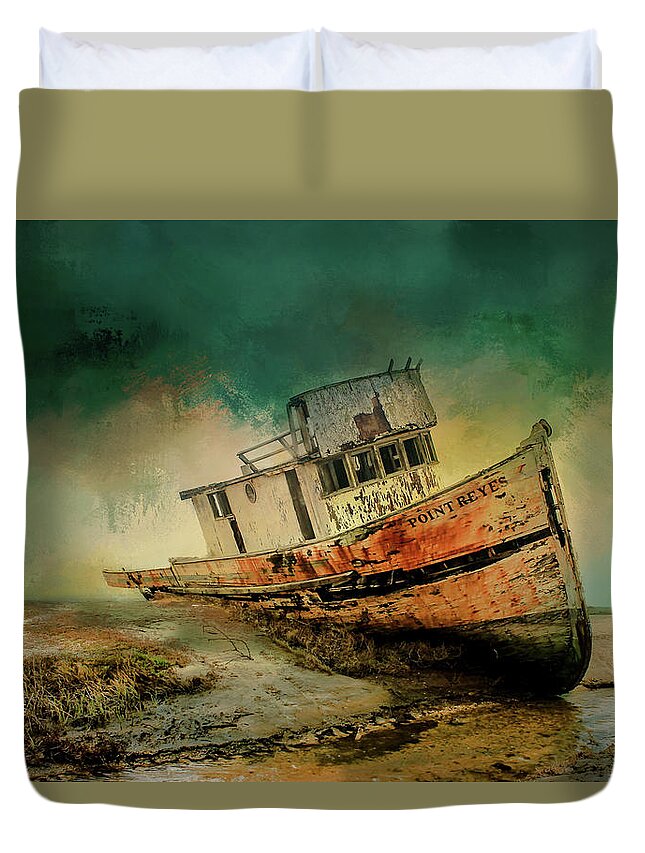 Beached Duvet Cover featuring the mixed media Beached by Theresa Campbell