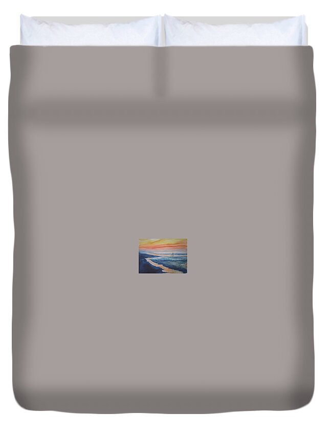 Sunset Duvet Cover featuring the painting Beachwalker by Bobby Walters